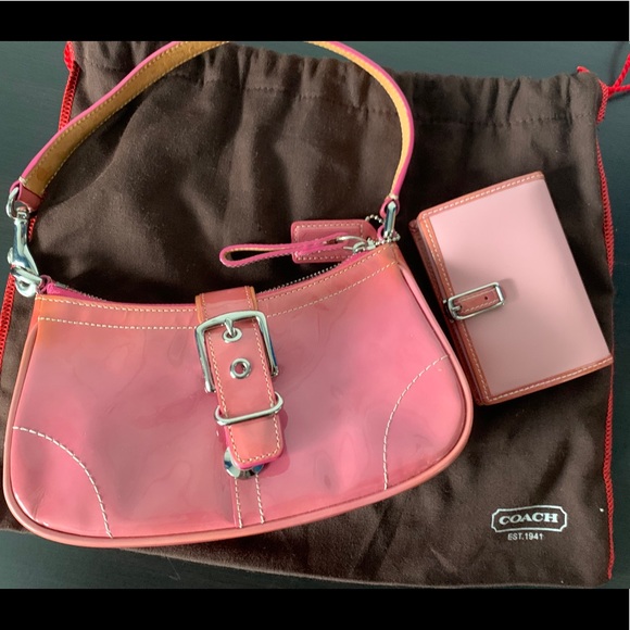 Coach Handbags - Coach Patent Leather Pink Mini Shoulder Bag